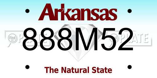 888M52 Arkansas License Plate