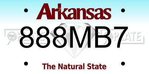 888MB7 Arkansas License Plate