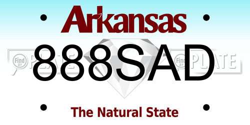 888SAD Arkansas License Plate