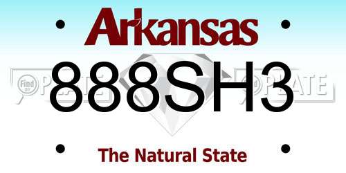 888SH3 Arkansas License Plate