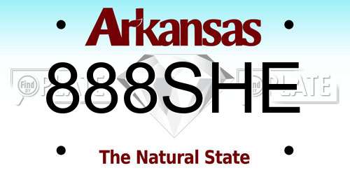 888SHE Arkansas License Plate