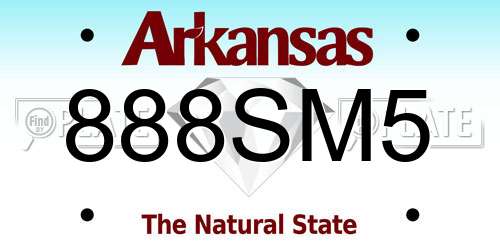 888SM5 Arkansas License Plate