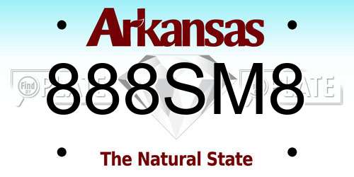 888SM8 Arkansas License Plate