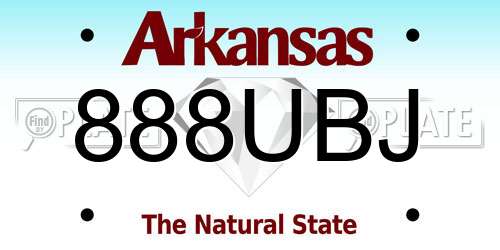 888UBJ Arkansas License Plate