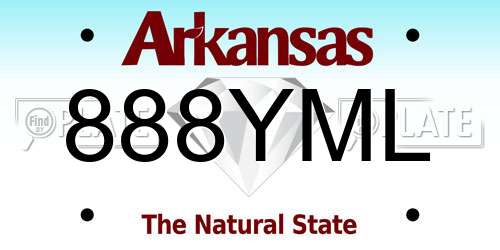 888YML Arkansas License Plate