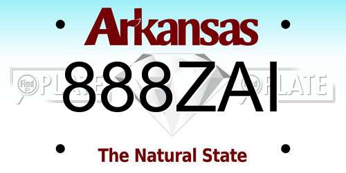 888ZAI Arkansas License Plate
