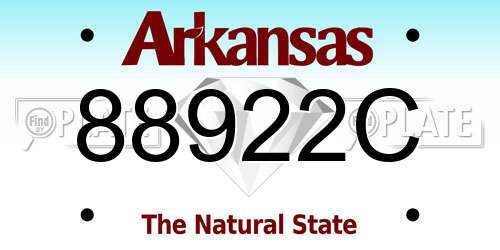 88922C Arkansas License Plate