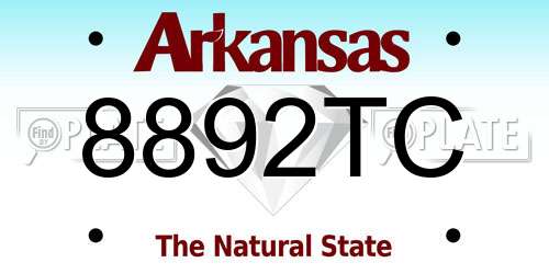 8892TC Arkansas License Plate
