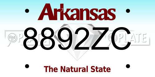 8892ZC Arkansas License Plate