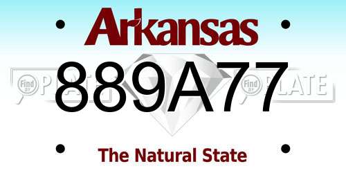 889A77 Arkansas License Plate