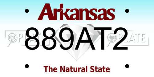 889AT2 Arkansas License Plate