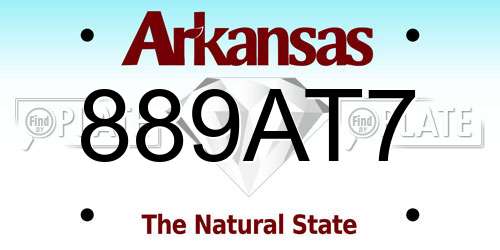 889AT7 Arkansas License Plate