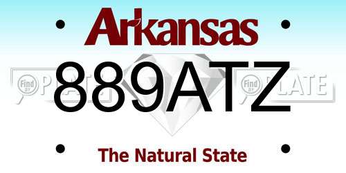 889ATZ Arkansas License Plate