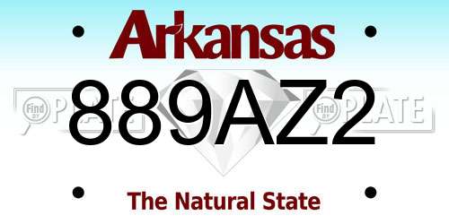 889AZ2 Arkansas License Plate