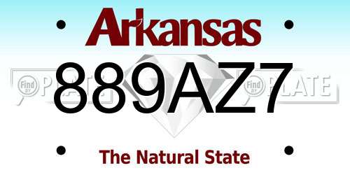 889AZ7 Arkansas License Plate