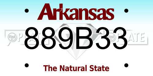889B33 Arkansas License Plate