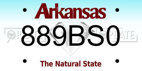 889BS0 Arkansas License Plate