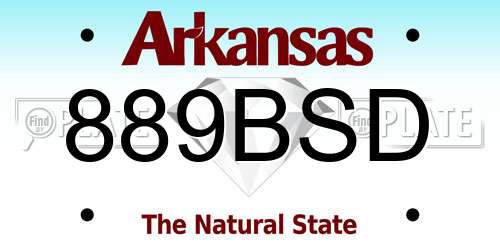 889BSD Arkansas License Plate