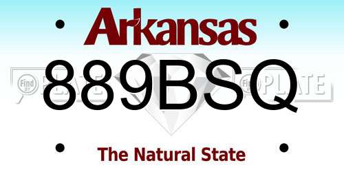 889BSQ Arkansas License Plate