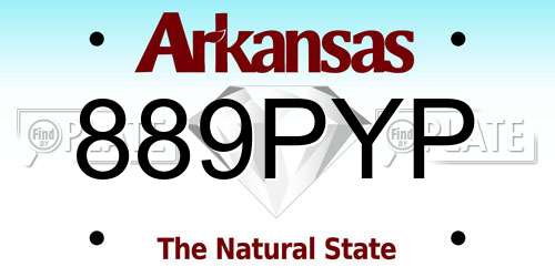 889PYP Arkansas License Plate