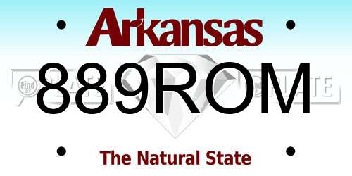 889ROM Arkansas License Plate