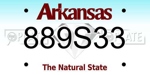 889S33 Arkansas License Plate