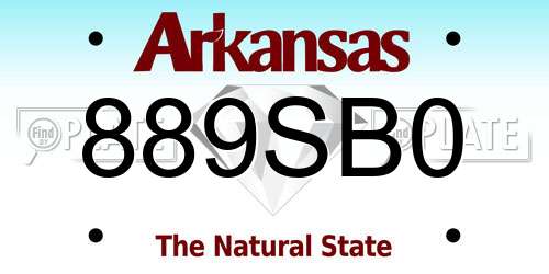 889SB0 Arkansas License Plate