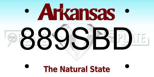 889SBD Arkansas License Plate