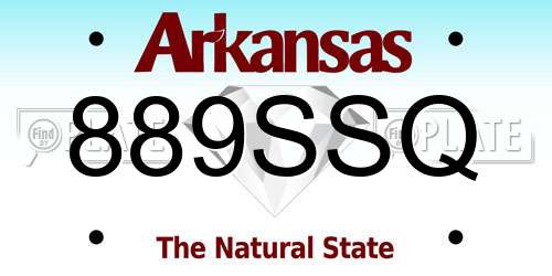 889SSQ Arkansas License Plate