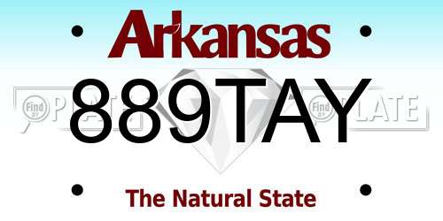 889TAY Arkansas License Plate