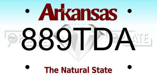889TDA Arkansas License Plate