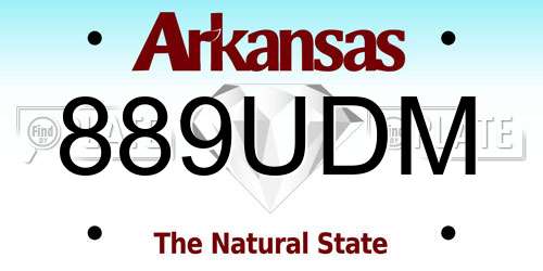 889UDM Arkansas License Plate