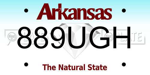 889UGH Arkansas License Plate