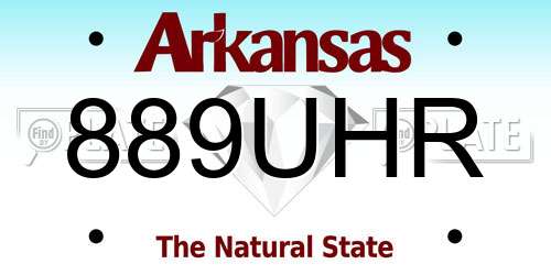 889UHR Arkansas License Plate