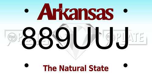 889UUJ Arkansas License Plate