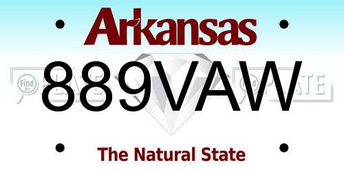 889VAW Arkansas License Plate