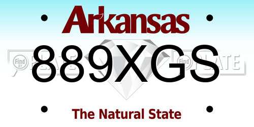 889XGS Arkansas License Plate