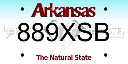 889XSB Arkansas License Plate