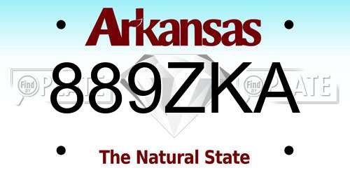 889ZKA Arkansas License Plate