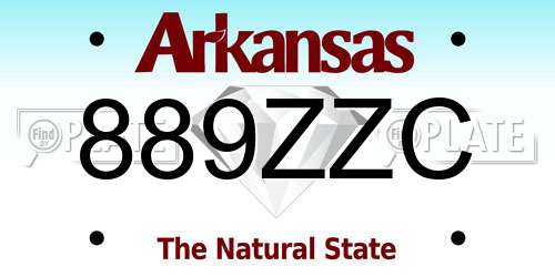 889ZZC Arkansas License Plate