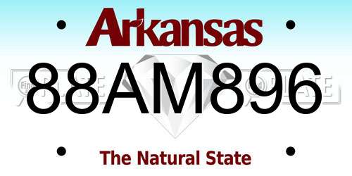 88AM896 Arkansas License Plate