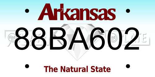 88BA602 Arkansas License Plate