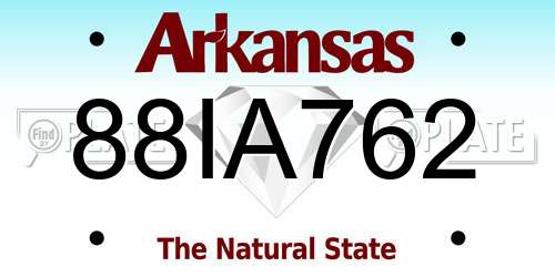 88IA762 Arkansas License Plate