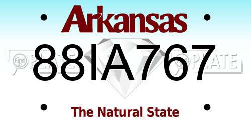 88IA767 Arkansas License Plate