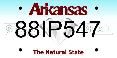 88IP547 Arkansas License Plate