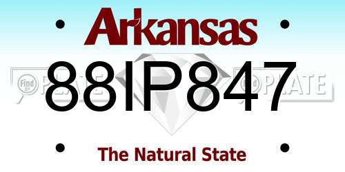 88IP847 Arkansas License Plate
