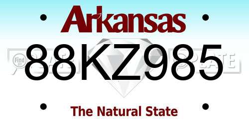 88KZ985 Arkansas License Plate