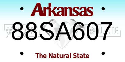 88SA607 Arkansas License Plate