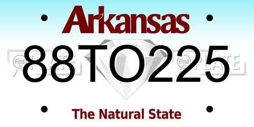 88TO225 Arkansas License Plate