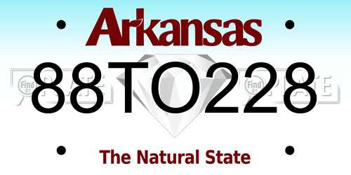 88TO228 Arkansas License Plate